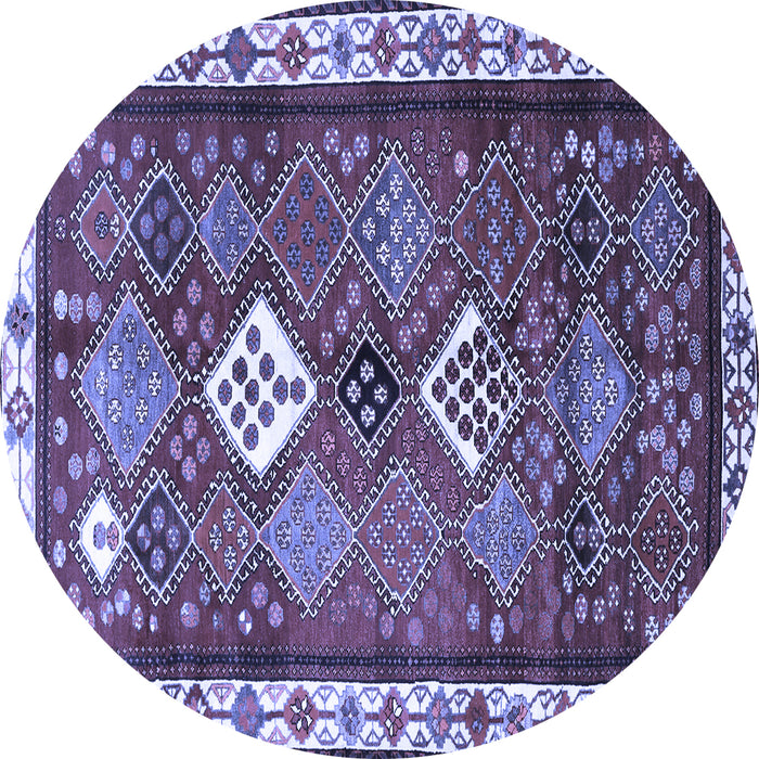 Round Machine Washable Persian Blue Traditional Rug, wshtr822blu