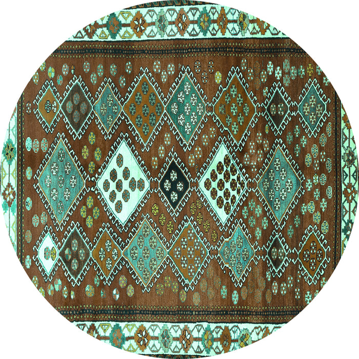 Round Persian Turquoise Traditional Rug, tr822turq