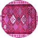 Round Persian Pink Traditional Rug, tr822pnk