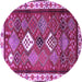 Round Persian Purple Traditional Rug, tr822pur