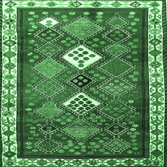 Square Persian Emerald Green Traditional Rug, tr822emgrn