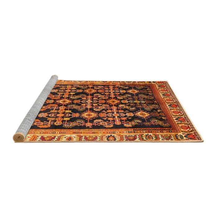Sideview of Machine Washable Traditional Orange Rug, wshtr823