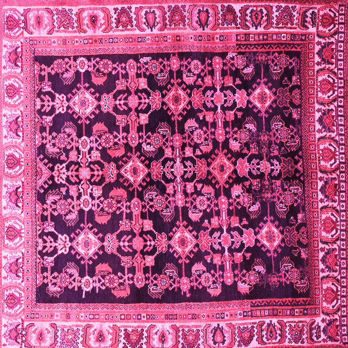 Square Machine Washable Persian Pink Traditional Rug, wshtr823pnk