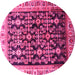 Round Machine Washable Persian Pink Traditional Rug, wshtr823pnk