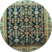 Round Machine Washable Persian Light Blue Traditional Rug, wshtr823lblu