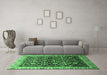Machine Washable Persian Emerald Green Traditional Area Rugs in a Living Room,, wshtr823emgrn