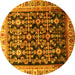 Round Persian Yellow Traditional Rug, tr823yw