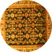 Round Machine Washable Persian Yellow Traditional Rug, wshtr823yw