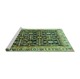 Sideview of Machine Washable Persian Turquoise Traditional Area Rugs, wshtr823turq