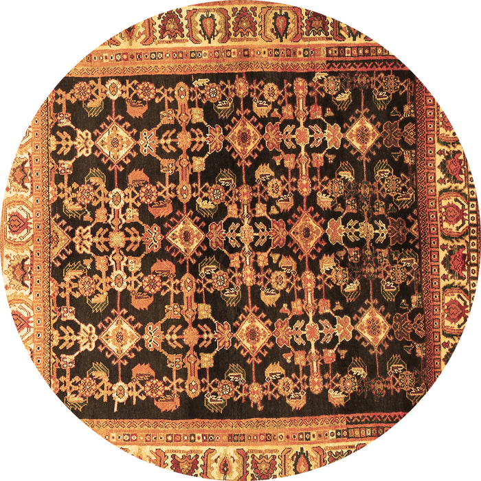 Round Machine Washable Persian Brown Traditional Rug, wshtr823brn