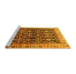 Sideview of Machine Washable Persian Yellow Traditional Rug, wshtr823yw
