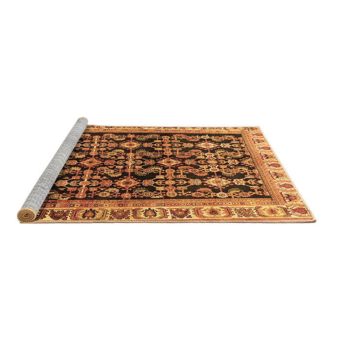 Sideview of Machine Washable Persian Brown Traditional Rug, wshtr823brn