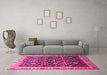 Machine Washable Persian Pink Traditional Rug in a Living Room, wshtr823pnk
