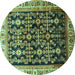 Round Machine Washable Persian Turquoise Traditional Area Rugs, wshtr823turq