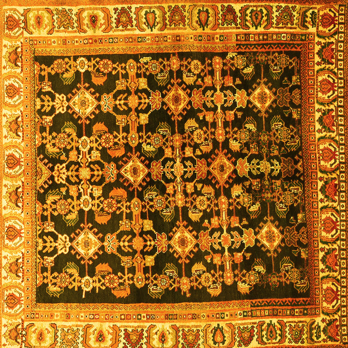 Square Machine Washable Persian Yellow Traditional Rug, wshtr823yw