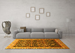 Machine Washable Persian Yellow Traditional Rug in a Living Room, wshtr823yw