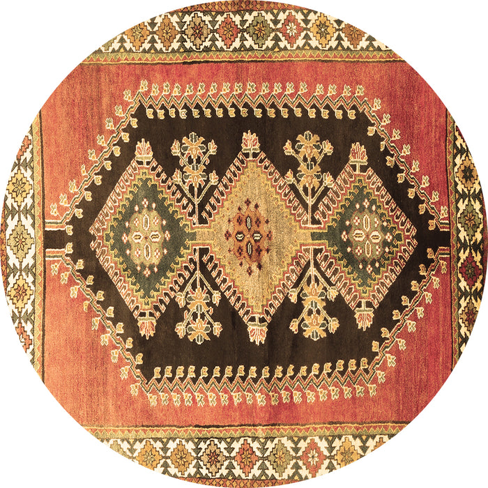 Round Machine Washable Persian Brown Traditional Rug, wshtr824brn