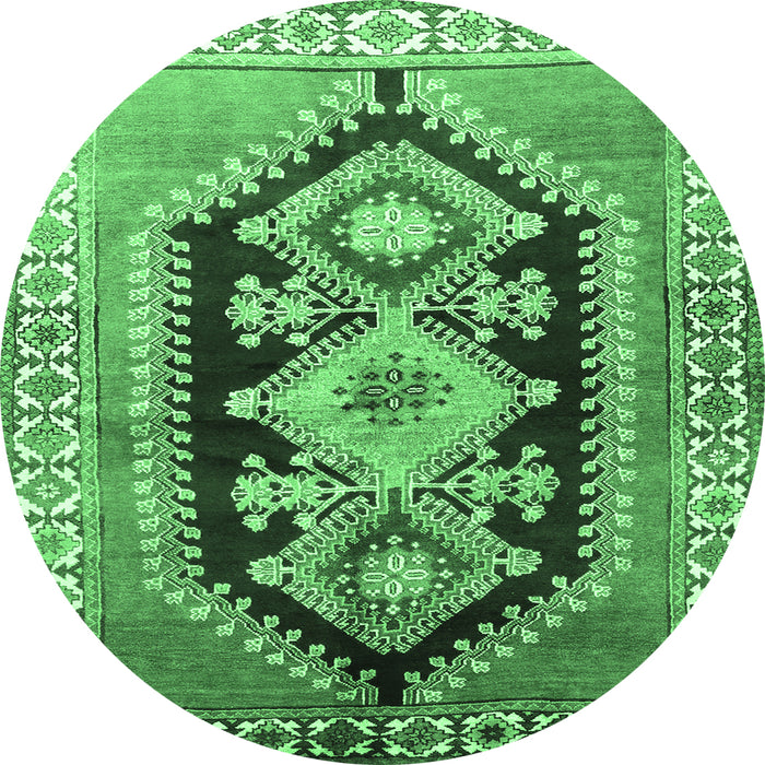 Round Machine Washable Persian Emerald Green Traditional Area Rugs, wshtr824emgrn