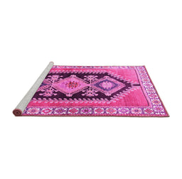 Sideview of Machine Washable Persian Pink Traditional Rug, wshtr824pnk