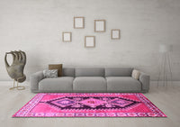 Machine Washable Persian Pink Traditional Rug, wshtr824pnk