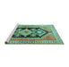 Sideview of Machine Washable Persian Turquoise Traditional Area Rugs, wshtr824turq