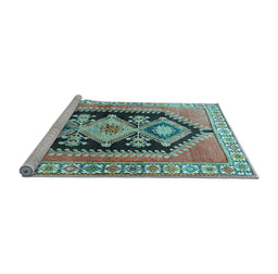 Sideview of Machine Washable Persian Light Blue Traditional Rug, wshtr824lblu