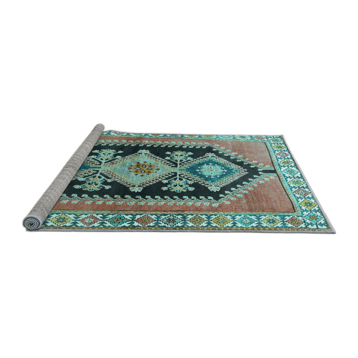 Sideview of Machine Washable Persian Light Blue Traditional Rug, wshtr824lblu