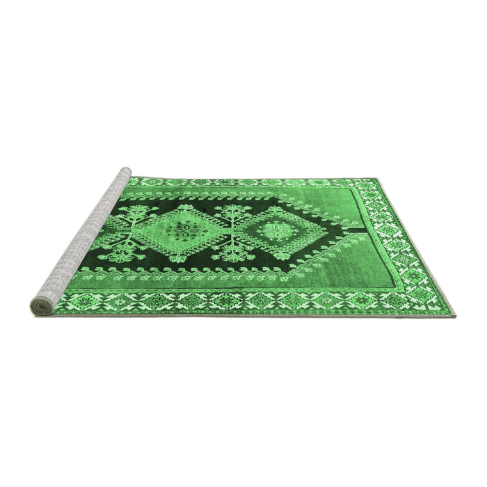 Sideview of Machine Washable Persian Emerald Green Traditional Area Rugs, wshtr824emgrn