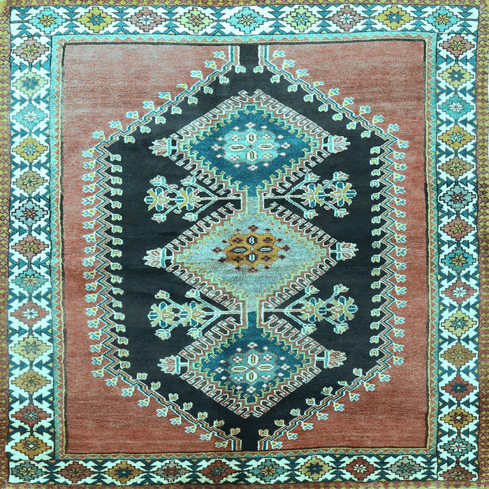 Square Machine Washable Persian Light Blue Traditional Rug, wshtr824lblu