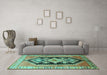 Machine Washable Persian Turquoise Traditional Area Rugs in a Living Room,, wshtr824turq