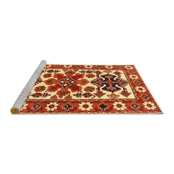 Sideview of Machine Washable Traditional Sand Brown Rug, wshtr825