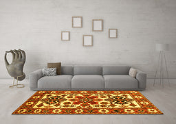 Machine Washable Persian Yellow Traditional Rug in a Living Room, wshtr825yw