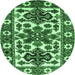 Round Machine Washable Persian Emerald Green Traditional Area Rugs, wshtr825emgrn