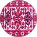 Round Machine Washable Persian Pink Traditional Rug, wshtr825pnk