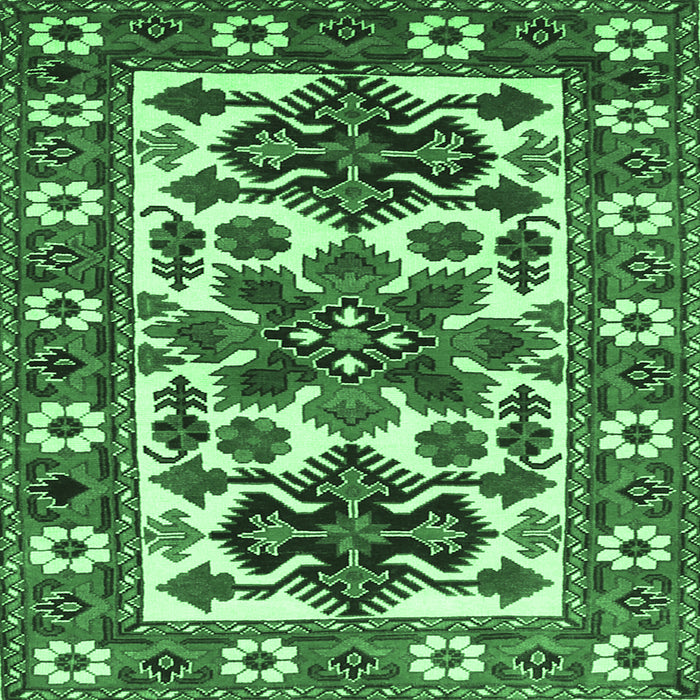 Square Machine Washable Persian Emerald Green Traditional Area Rugs, wshtr825emgrn