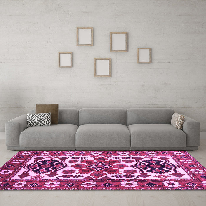 Machine Washable Persian Purple Traditional Area Rugs in a Living Room, wshtr825pur