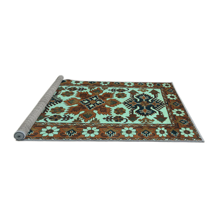 Sideview of Machine Washable Persian Light Blue Traditional Rug, wshtr825lblu