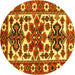 Round Persian Yellow Traditional Rug, tr825yw