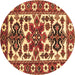 Round Machine Washable Persian Brown Traditional Rug, wshtr825brn