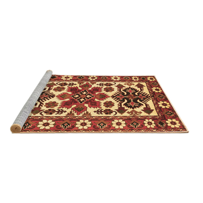 Sideview of Machine Washable Persian Brown Traditional Rug, wshtr825brn
