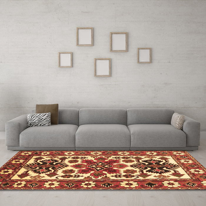 Machine Washable Persian Brown Traditional Rug in a Living Room,, wshtr825brn