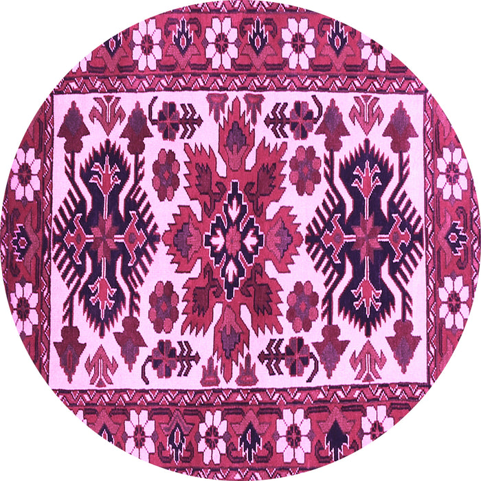 Round Machine Washable Persian Purple Traditional Area Rugs, wshtr825pur