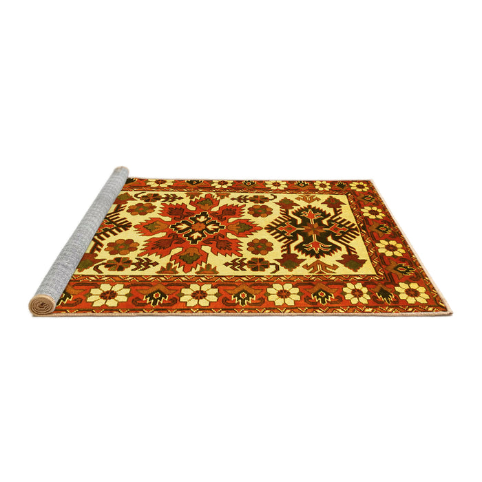 Sideview of Machine Washable Persian Yellow Traditional Rug, wshtr825yw