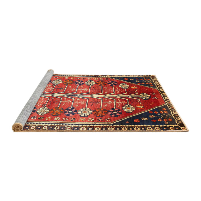 Sideview of Machine Washable Traditional Tomato Red Rug, wshtr826