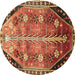 Round Persian Brown Traditional Rug, tr826brn