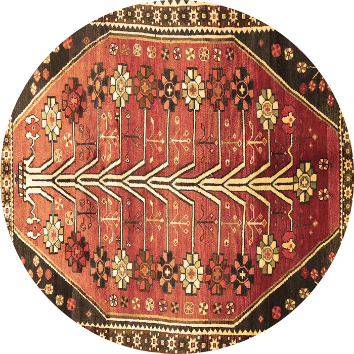 Round Machine Washable Persian Brown Traditional Rug, wshtr826brn