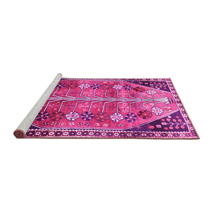 Sideview of Machine Washable Persian Pink Traditional Rug, wshtr826pnk
