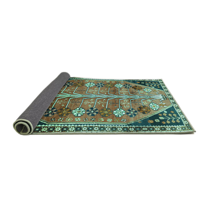 Sideview of Persian Turquoise Traditional Rug, tr826turq