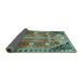 Sideview of Persian Turquoise Traditional Rug, tr826turq