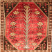 Round Machine Washable Persian Orange Traditional Area Rugs, wshtr826org